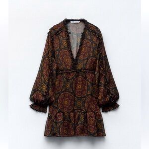 Zara Ruffled Print Dress